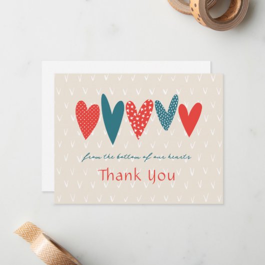 Herzlichen Dank Ihnen Herz Aquamarin Red Mitteilungskarte (Vorderseite/Rückseite Beispiel)