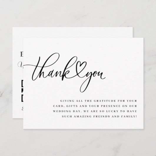 Herzlichen Dank Karte, Hochzeit danke Ihnen Karte (Vorne/Hinten)