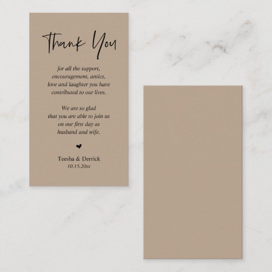 Herzlichen Dank, Light Brown Kraft Begleitkarte (Vorne/Hinten)