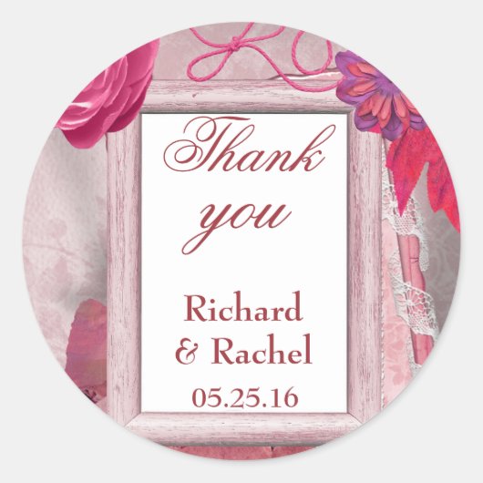 Herzlichen Dank Lila Runder Aufkleber (Vorderseite)