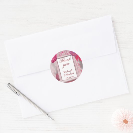 Herzlichen Dank Lila Runder Aufkleber (Umschlag)