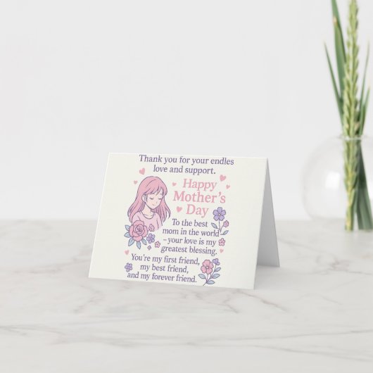 Herzlichen Dank - Muttertagsbotschaft von Lo Dankeskarte (Vorderseite)