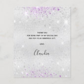 Herzlichen Dank zum Geburtstag Silberner lila Glit (Rückseite)
