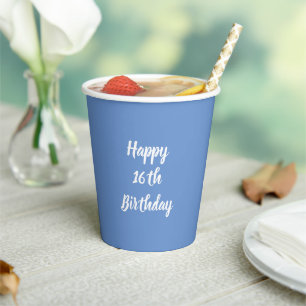 Herzlichen Glückwunsch 16. Geburtstag Cornflower B Pappbecher