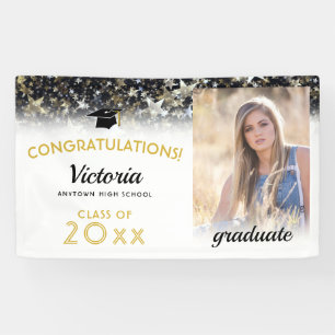 Herzlichen Glückwunsch 2022 Graduate Gold and Whit Banner
