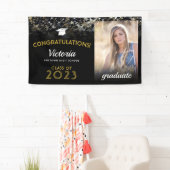Herzlichen Glückwunsch 2023 Graduate Black and Gol Banner (Insitu)