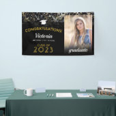 Herzlichen Glückwunsch 2023 Graduate Black and Gol Banner (Messeveranstaltung)