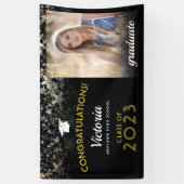 Herzlichen Glückwunsch 2023 Graduate Black and Gol Banner (Vertikal)