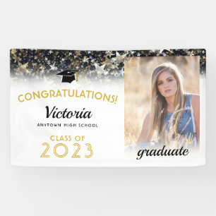 Herzlichen Glückwunsch 2023 Graduate Gold and Whit Banner