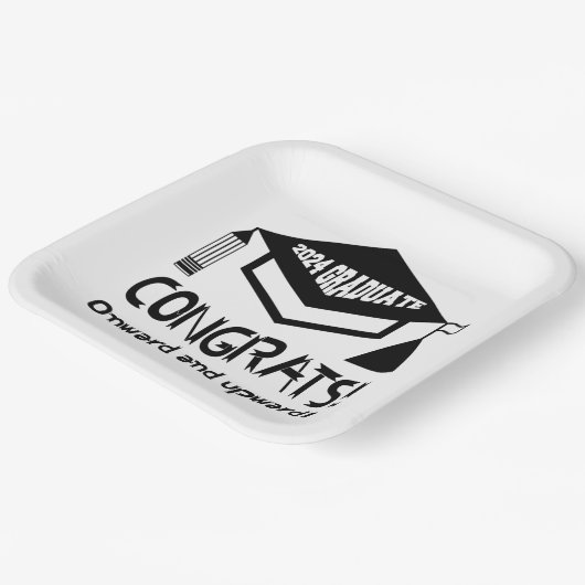 Herzlichen Glückwunsch, 2024 Absolvent! Pappteller (Gewinkelt)