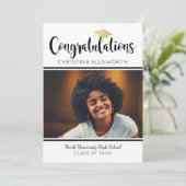 Herzlichen Glückwunsch 2025 Gold Abschluss Foto Einladung (Stehend Vorderseite)