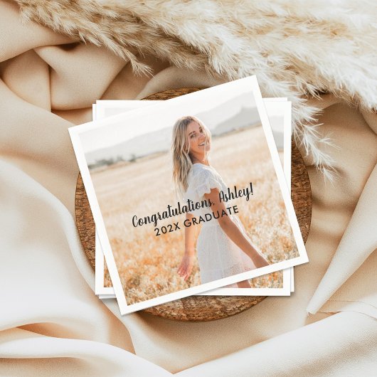 Herzlichen Glückwunsch 2025 Graduate Foto Abschlus Serviette