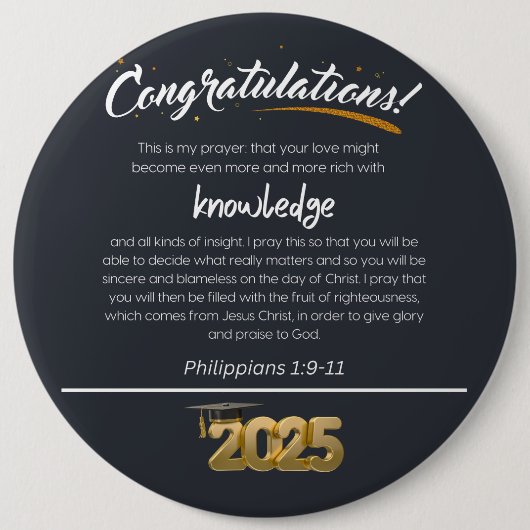 Herzlichen Glückwunsch 2025 Philippinen 1:9-11 Chr Button (Vorderseite)