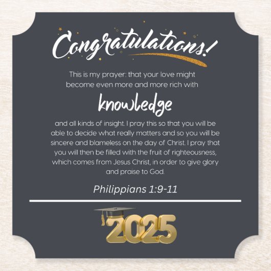 Herzlichen Glückwunsch 2025 Philippinen 1:9-11 Chr Untersetzer (Vorderseite)