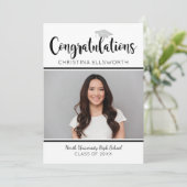 Herzlichen Glückwunsch 2025 Silver Abschluss Foto Einladung (Stehend Vorderseite)