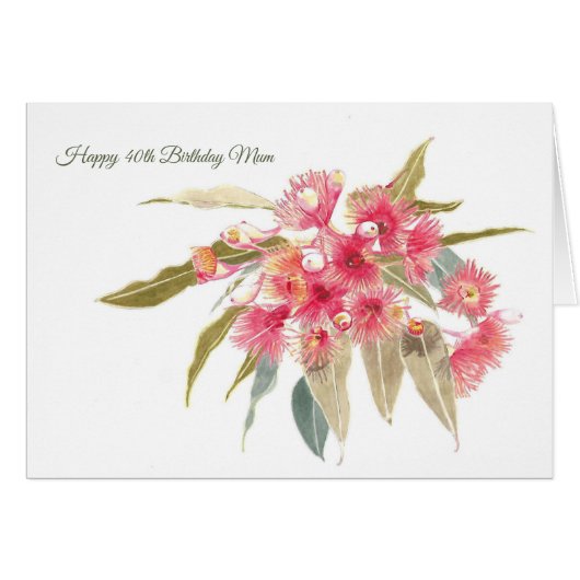 Herzlichen Glückwunsch 40. Geburtstag Mum Blumenka (Vorderseite (Horizontal))