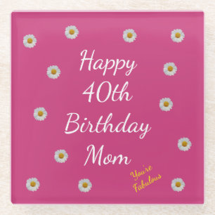 Herzlichen Glückwunsch 40. Geburtstagsfeier Mama Glasuntersetzer