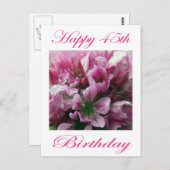 Herzlichen Glückwunsch 45. Geburtstag Rosa und Grü Postkarte (Vorne/Hinten)