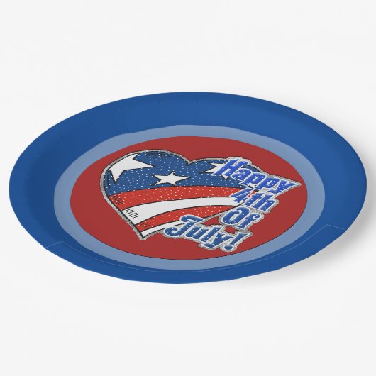 Herzlichen Glückwunsch 4. Juli Teller von Heart Pa (Schrägansicht)