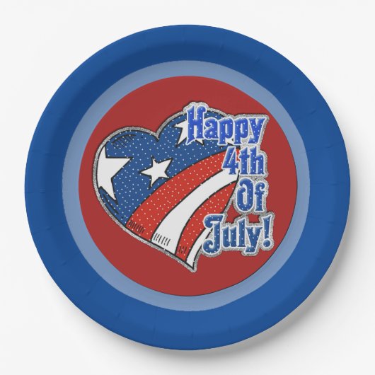 Herzlichen Glückwunsch 4. Juli Teller von Heart Pa (Vorderseite)