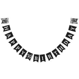 Herzlichen Glückwunsch 50. Geburtstag Foto Schwarz Wimpelkette