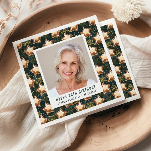 Herzlichen Glückwunsch 60. Geburtstag Foto Glam St Serviette