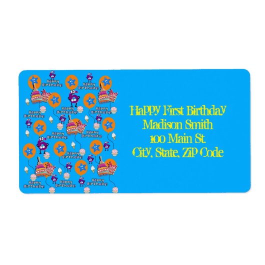 Herzlichen Glückwunsch 6. Geburtstagsadresse Label (Vorne)