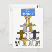 Herzlichen Glückwunsch 70. Geburtstag Cartoon Katz Postkarte (Vorne/Hinten)