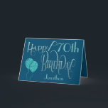 Herzlichen Glückwunsch 70. Geburtstagsname Blau Karte<br><div class="desc">Ein Design mit dekorativer Typografie in dunklen Farben für 70. Geburtstag Grüße. "Happy Birthday" ist ein Set in einer eleganten Schrift in Blau, und das Alter ist in einem koordinierenden Stil in sanften aquamarin, zusammen mit dem Namen Ihres Empfängers, auf einem blauen Hintergrund. Sie können die Nachricht in Ihrem eigenen...</div>