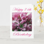 Herzlichen Glückwunsch 74. Geburtstag Rosa und Grü Karte (Gelbe Blume)