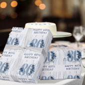 Herzlichen Glückwunsch 80. Geburtstag Blumennummer Geschenkpapier