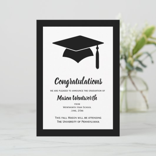 Herzlichen Glückwunsch Abschluss Ankündigung (Stehend Vorderseite)