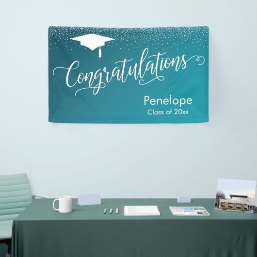 Herzlichen Glückwunsch Abschluss Aquamarin Gradien Banner (Messeveranstaltung)