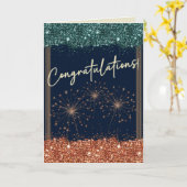 Herzlichen Glückwunsch Abschluss Aquamarin & Orang Karte (Gelbe Blume)