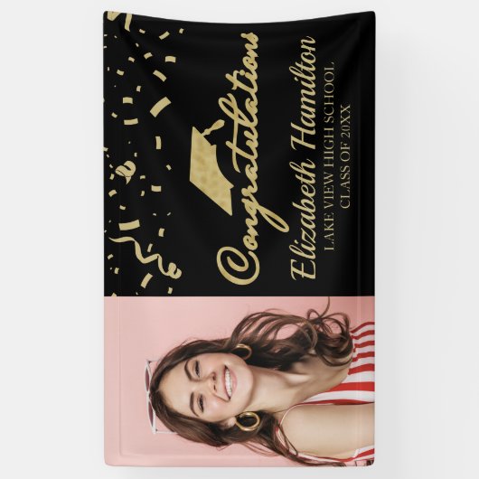 Herzlichen Glückwunsch Abschluss aus dem Gold und  Banner (Vertikal)