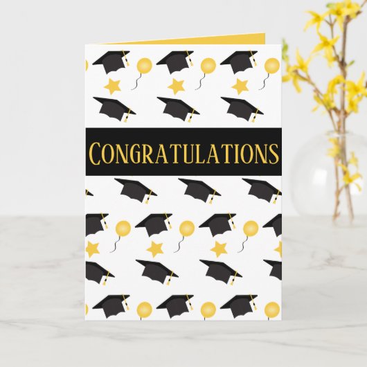 Herzlichen Glückwunsch Abschluss Balloons Hat Patt Karte (Gelbe Blume)