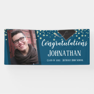 Herzlichen Glückwunsch Abschluss Blue Confetti Fo Banner