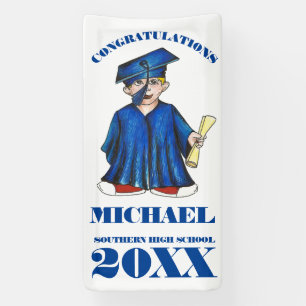 Herzlichen Glückwunsch Abschluss Boy Graduate Cap  Banner