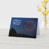Herzlichen Glückwunsch - Abschluss - Feuerwerk! Karte (Gelbe Blume)