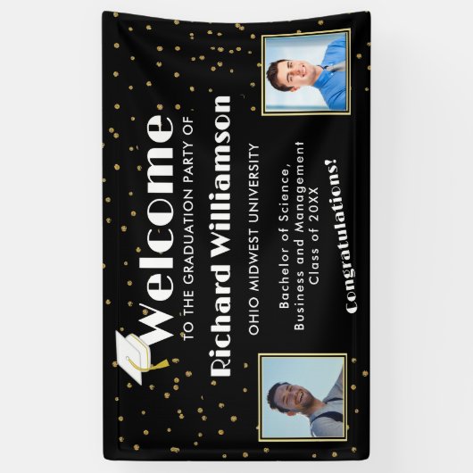 Herzlichen Glückwunsch Abschluss Foto Schwarz und Banner (Vertikal)