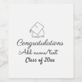 Herzlichen Glückwunsch Abschluss fügen Sie den Nam Weinetikett (Einzelnes Label)