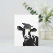 Herzlichen Glückwunsch Abschluss Funny Cow in Cap Postkarte (Stehend Vorderseite)