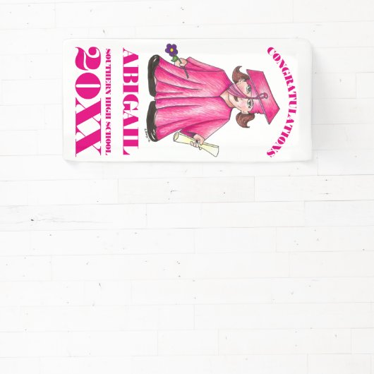 Herzlichen Glückwunsch Abschluss Girl Graduate Cap Banner (InSitu)