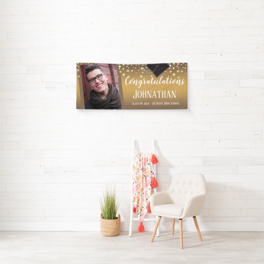 Herzlichen Glückwunsch Abschluss Gold Confetti Fot Banner (Insitu)