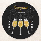 Herzlichen Glückwunsch Abschluss Gold Custom Runder Pappuntersetzer (Vorderseite)