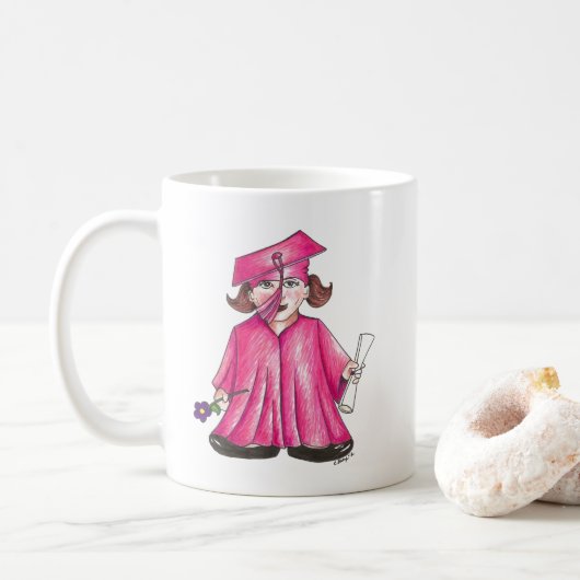 Herzlichen Glückwunsch Abschluss Grad Cap Gown Dip Kaffeetasse (Mit Donut)
