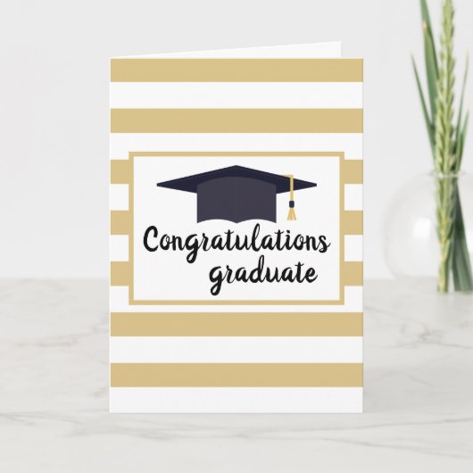 Herzlichen Glückwunsch Abschluss Hut mit Streifen  Karte (Vorderseite)