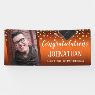 Herzlichen Glückwunsch Abschluss Orange Confetti Banner