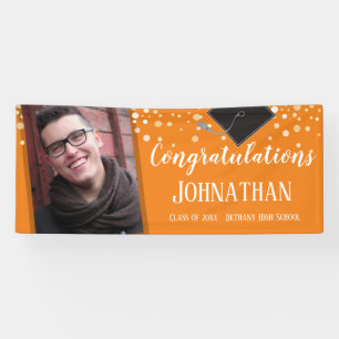 Herzlichen Glückwunsch Abschluss Orange Confetti  Banner