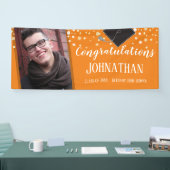 Herzlichen Glückwunsch Abschluss Orange Confetti F Banner (Messe)